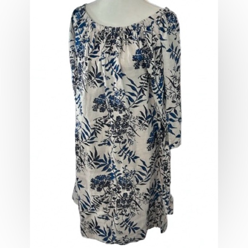 NWT Valentina Naldo 100% Linen Floral Off Shoulder Dress Designer New Cottage